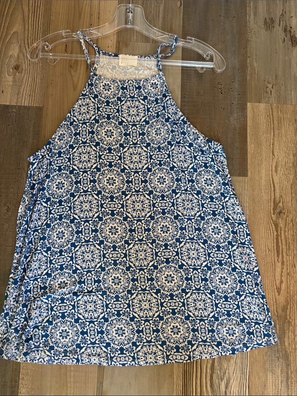 Blue Floral Halter Camisole Tank Top - Women